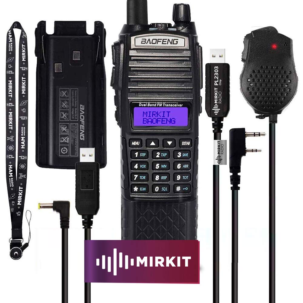 Mirkit Extra Pack Baofeng Radio UV-5R MK5 8 Watt Max Power with Baofeng  Accessories: Battery 3800 mAh, Handheld Speaker Mic, Programming Cable and  Software - Extended Kit 